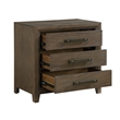 Wyn 27 Inch Nightstand- 3 Drawers- Nickel Handles- Brushed Walnut Brown