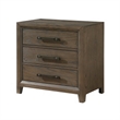Wyn 27 Inch Nightstand- 3 Drawers- Nickel Handles- Brushed Walnut Brown