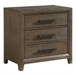 Wyn 27 Inch Nightstand- 3 Drawers- Nickel Handles- Brushed Walnut Brown