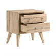 Kali 27 Inch Nightstand- 2 Drawers- Nickel Handles- Oak Brown Solid Wood