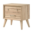 Kali 27 Inch Nightstand- 2 Drawers- Nickel Handles- Oak Brown Solid Wood