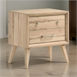 Kali 27 Inch Nightstand- 2 Drawers- Nickel Handles- Oak Brown Solid Wood