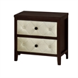 Moni 24 Inch Nightstand- 2 Drawers- Beige- Cherry Espresso Brown Wood Frame