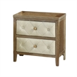 Moni 24 Inch Nightstand- 2 Drawers- Beige and Walnut Brown Wood Frame