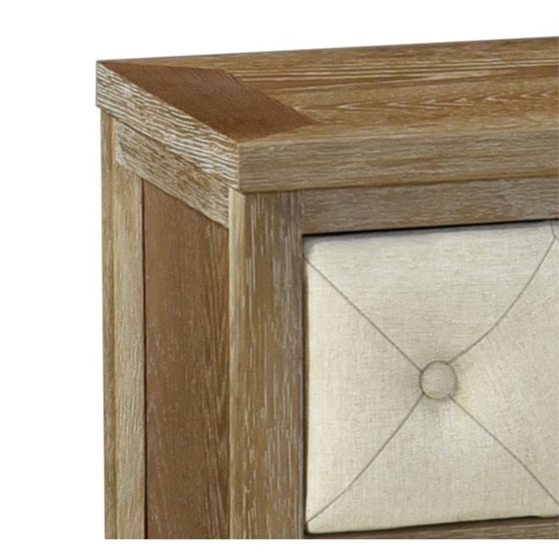 Moni 24 Inch Nightstand- 2 Drawers- Beige and Walnut Brown Wood Frame