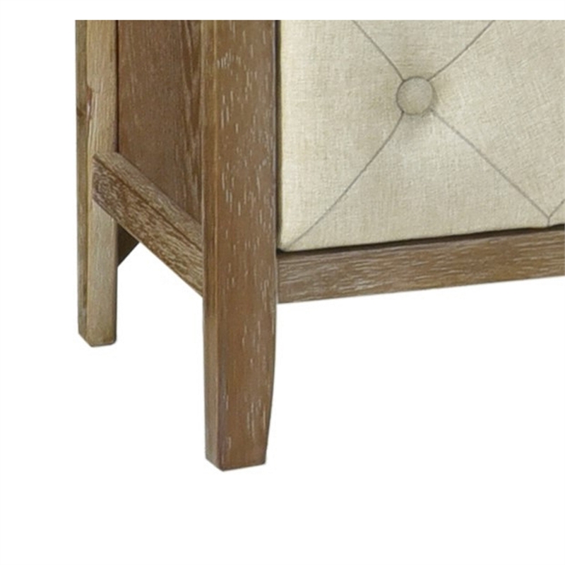 Moni 24 Inch Nightstand- 2 Drawers- Beige and Walnut Brown Wood Frame