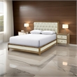 Moni 24 Inch Nightstand- 2 Drawers- Beige and Walnut Brown Wood Frame