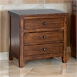 Odell Nightstand- 3 Drawers- Bronze- Rustic Dark Brown Solid Wood