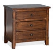 Odell Nightstand- 3 Drawers- Bronze- Rustic Dark Brown Solid Wood
