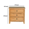 Marv Nightstand- 3 Drawers- Rustic Light Brown Solid Wood 29 Inch