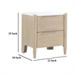 Maty Nightstand- 2 Drawers- White Marble Top- Light Oak Brown Ceruse