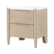 Maty Nightstand- 2 Drawers- White Marble Top- Light Oak Brown Ceruse
