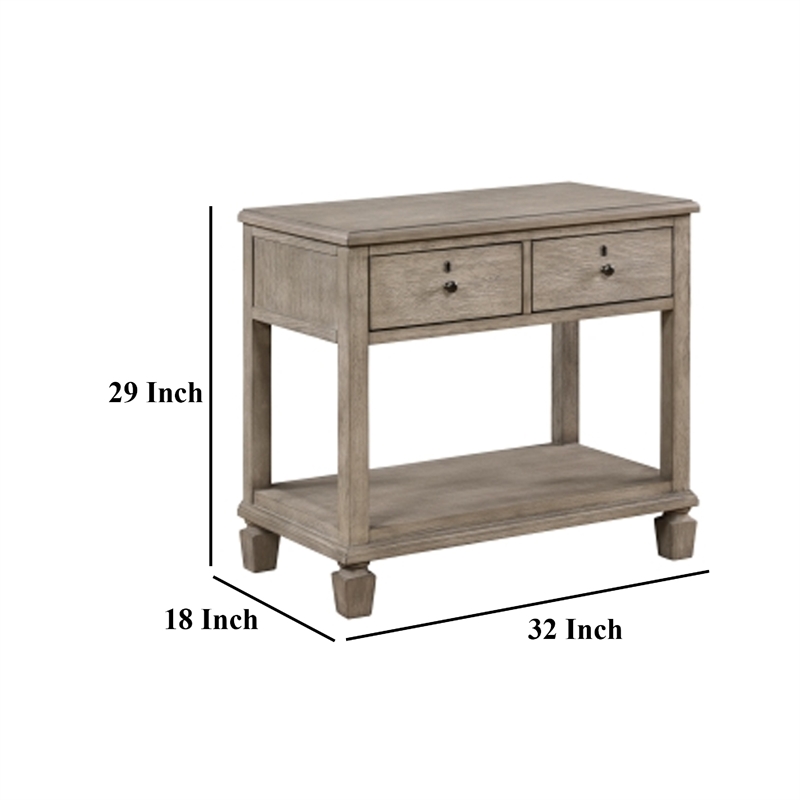 Cely Nightstand- 2 Drawers with Lower Open Shelf- Gray Oak Veneer