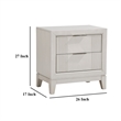 Flo Nightstand- 2 Drawers- Antique White Wood- Chrome Edge Handles