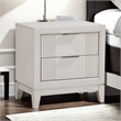 Flo Nightstand- 2 Drawers- Antique White Wood- Chrome Edge Handles