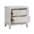 Flo Nightstand- 2 Drawers- Antique White Wood- Chrome Edge Handles