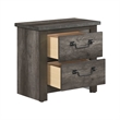 Nemy Nightstand- 2 Drawers- Gray Melamine Laminate- Drop Handles