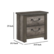 Nemy Nightstand- 2 Drawers- Gray Melamine Laminate- Drop Handles