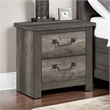 Nemy Nightstand- 2 Drawers- Gray Melamine Laminate- Drop Handles