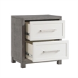 Rowy Nightstand- 2 Drawer Polished Bar Handles- Ivory and Gray Veneer