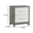 Rowy Nightstand- 2 Drawer Polished Bar Handles- Ivory and Gray Veneer