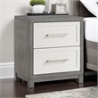 Rowy Nightstand- 2 Drawer Polished Bar Handles- Ivory and Gray Veneer