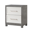 Rowy Nightstand- 2 Drawer Polished Bar Handles- Ivory and Gray Veneer