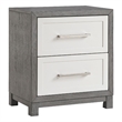 Rowy Nightstand- 2 Drawer Polished Bar Handles- Ivory and Gray Veneer