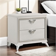 Dery Nightstand- 2 Drawers Chrome Triangle Handles- Gold White Wood