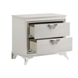 Dery Nightstand- 2 Drawers Chrome Triangle Handles- Gold White Wood