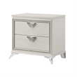 Dery Nightstand- 2 Drawers Chrome Triangle Handles- Gold White Wood