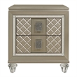 Loy Nightstand- 2 Drawers- Champagne Gold Metallic- Mirror Trim