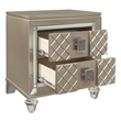 Loy Nightstand- 2 Drawers- Champagne Gold Metallic- Mirror Trim