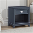 Sely Nightstand- 1 Drawer w Open Cubby- Navy Blue Wood- Ring Handle