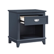 Sely Nightstand- 1 Drawer w Open Cubby- Navy Blue Wood- Ring Handle