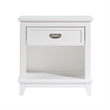 Sely Nightstand- 1 Drawer w Open Cubby- White Wood- Ring Handle