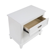 Sely Nightstand- 1 Drawer w Open Cubby- White Wood- Ring Handle