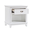 Sely Nightstand- 1 Drawer w Open Cubby- White Wood- Ring Handle