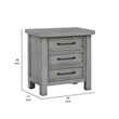 Daisy Nightstand- Gray Mango Veneer- 3 Drawers- Bronze Metal Knobs