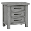 Daisy Nightstand- Gray Mango Veneer- 3 Drawers- Bronze Metal Knobs