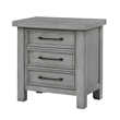 Daisy Nightstand- Gray Mango Veneer- 3 Drawers- Bronze Metal Knobs