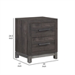 Deena 2 Drawer Nightstand- 25 Inch- Brown Gray Melamine Veneer