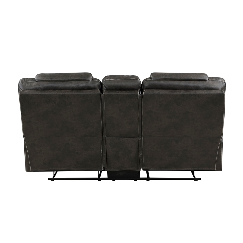 Lily 75 Inch Double Manual Recliner Loveseat- Cupholders- Brown Microfiber