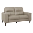 Willow 56 Inch Loveseat- Beige Top Grain and Faux Leather- Solid Wood