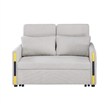 Pcy 56 Inch Sleeper Loveseat with Side Pockets- Beige Teddy Velvet- Wood