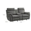 Clif 76 Inch Manual Glider Reclining Loveseat- Solid Wood- Gray Microfiber