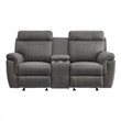 Clif 76 Inch Manual Glider Reclining Loveseat- Solid Wood- Gray Microfiber