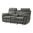 Clif 76 Inch Manual Glider Reclining Loveseat- Solid Wood- Gray Microfiber
