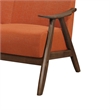 Indy 73 Inch Sofa- Brown Wood Angled Frame- Cozy Textured Orange Fabric