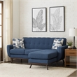 Keto 87 Inch Reversible L Shape Sofa With Chaise- 2 Pillows- Blue Chenille